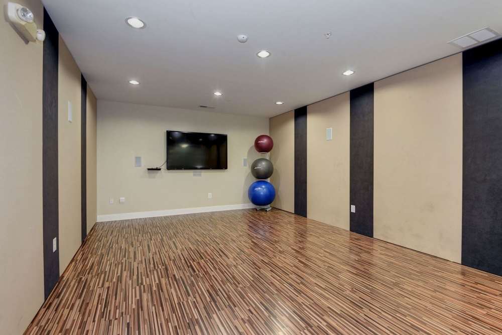 Spacious yoga and stretching room at The Elms at Odenton in Odenton, Maryland