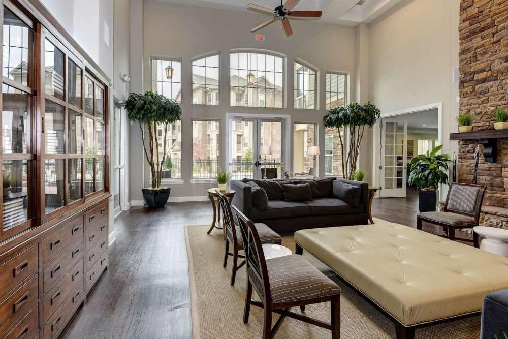 Clubhouse with large windows and door at The Elms at Odenton in Odenton, Maryland