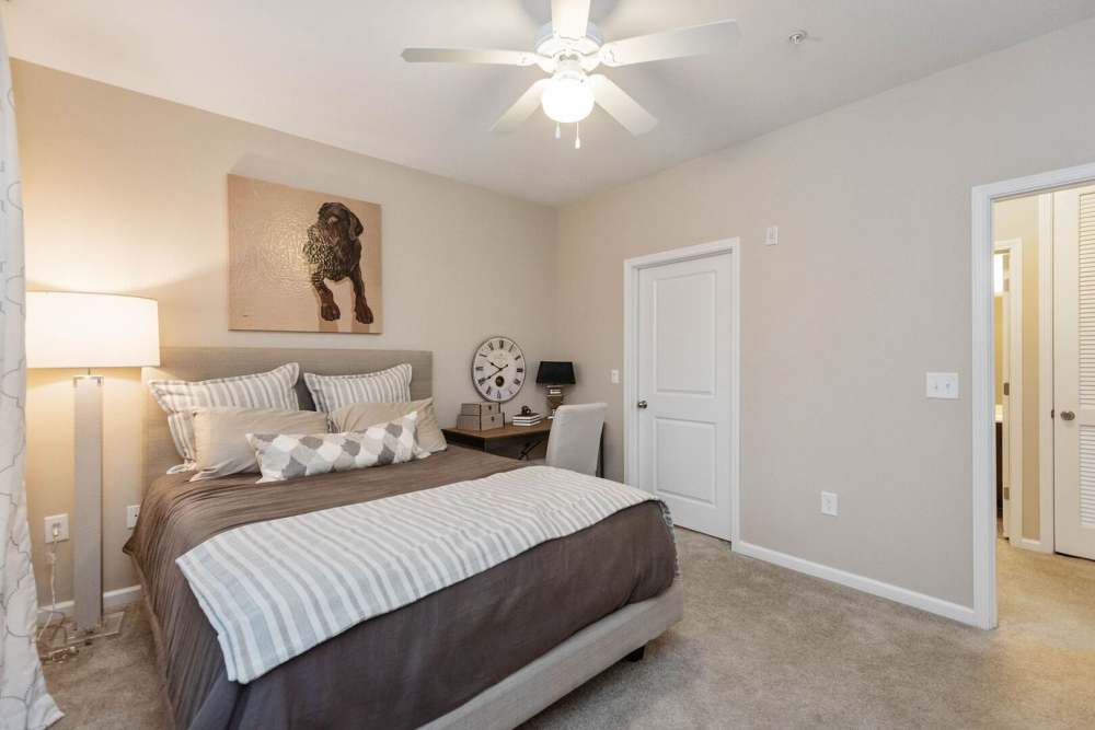 bedroom with modern furniture at The Elms at Odenton in Odenton, Maryland