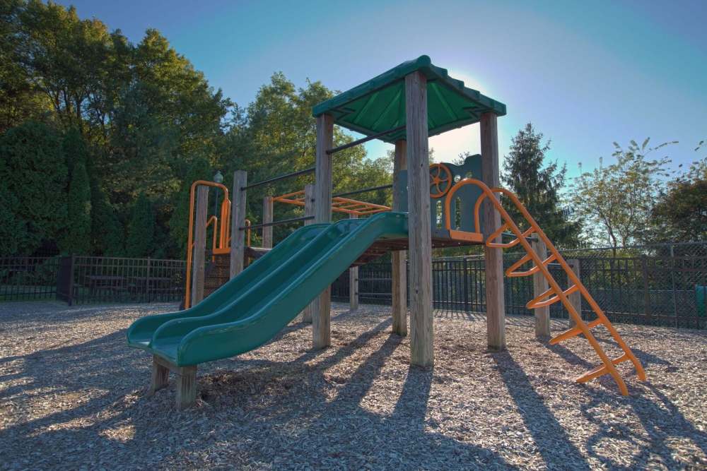Playground with slides at The Elms at Centreville in Centreville, Virginia, 