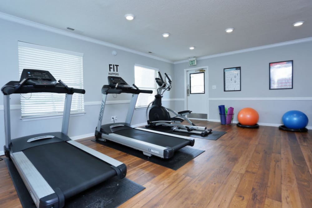 Fitness center with plenty of space at Madison Pines Apartment Homes in Madison, Alabama