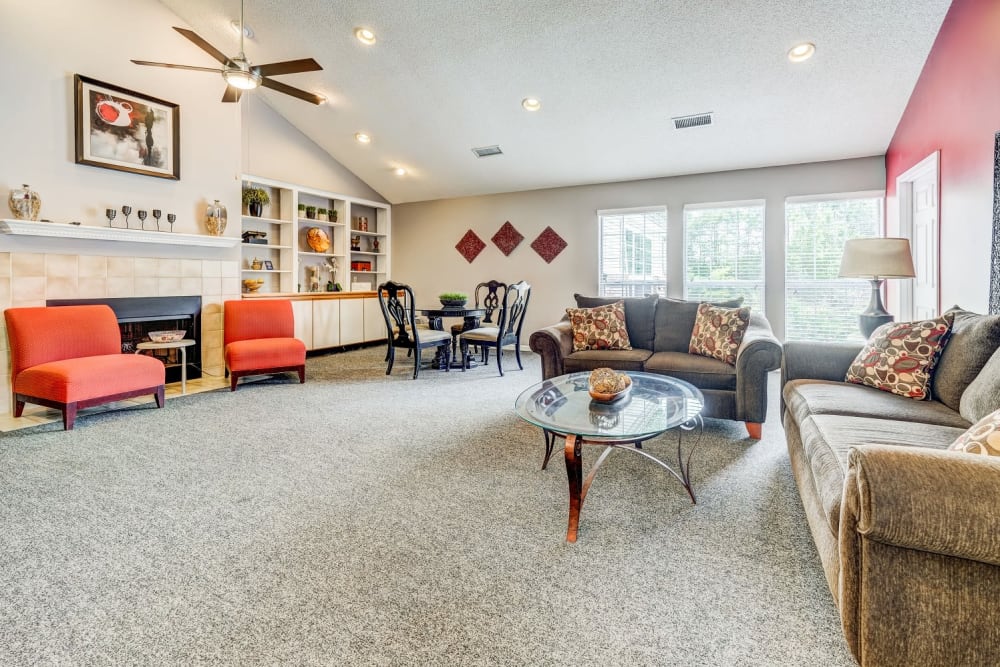 Spacious resident lounge area with plenty of seating at Chason Ridge Apartment Homes in Fayetteville, North Carolina