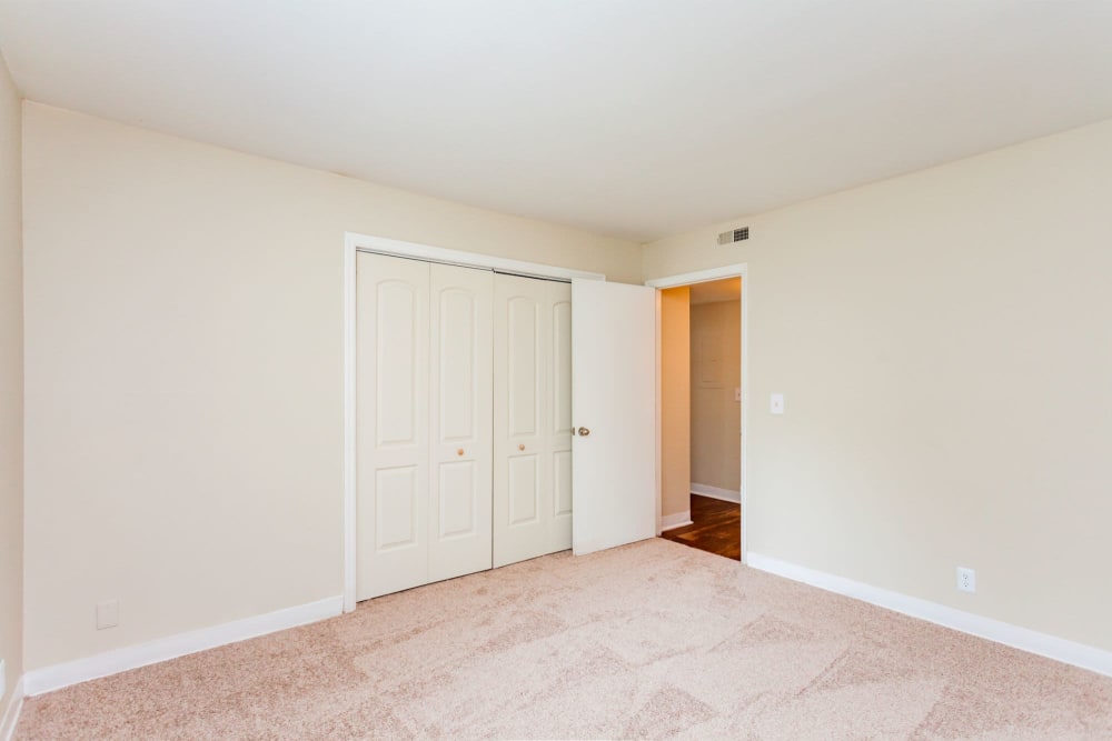 Bedroom with plush carpeting at Southwood Apartments in Nashville, Tennessee