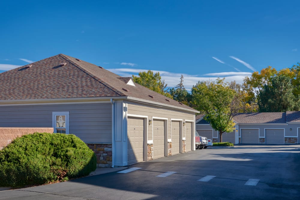 Garages for your convenience at Crestone Apartments in Aurora, Colorado
