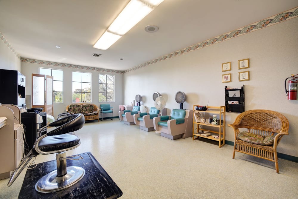 Hair salon at Pacifica Senior Living Bonita in Chula Vista, California