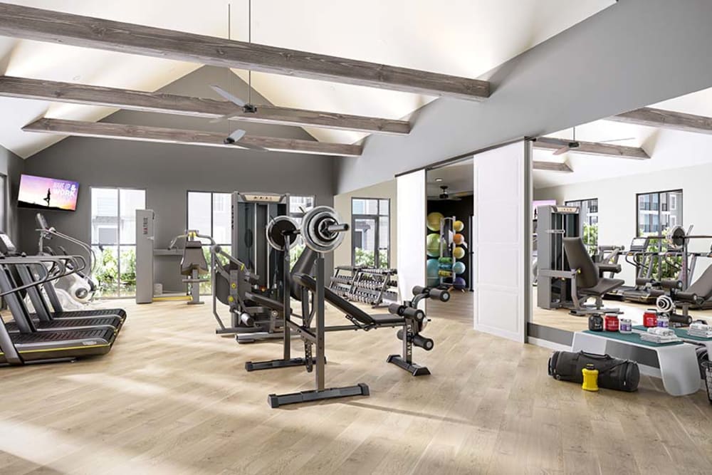Fitness room at The Kelvin in Huntsville, Alabama