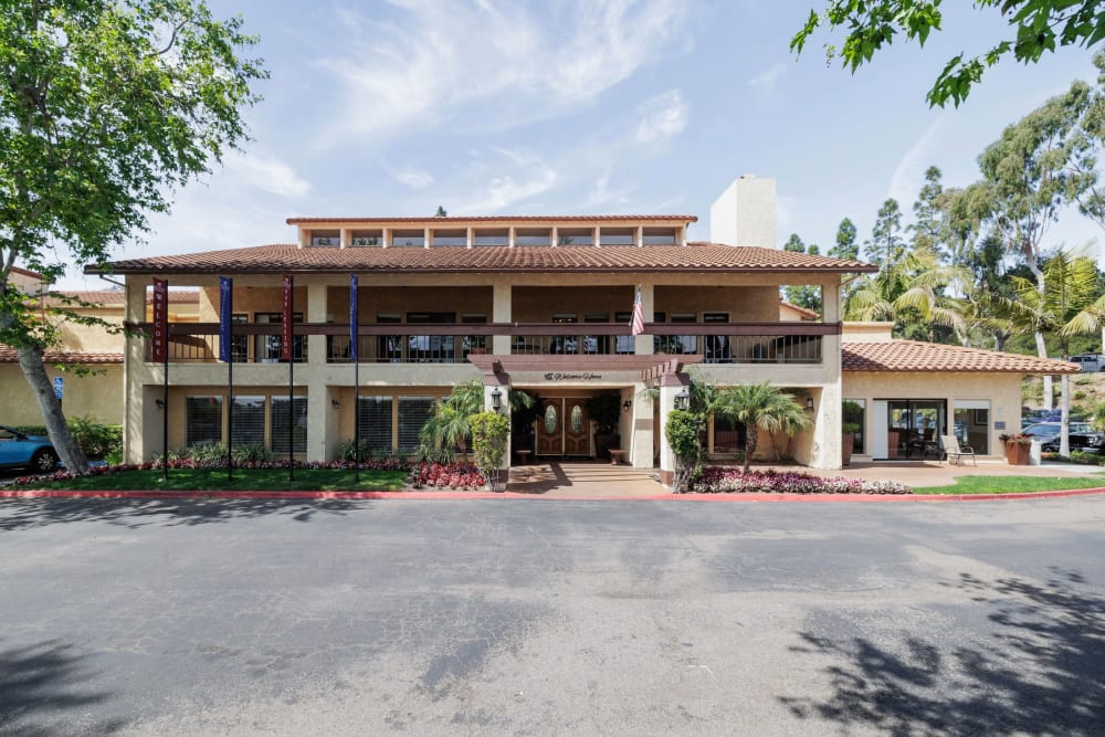 Main entrance at Pacifica Senior Living Encinitas in Encinitas, California