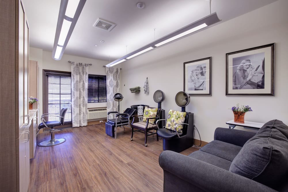 Hair salon at Pacifica Senior Living Rancho Peñasquitos in San Diego, California