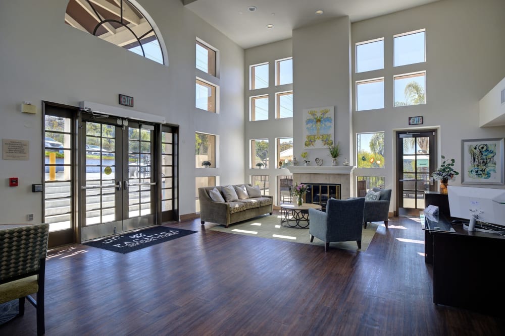 Main entrance and lobby at Pacifica Senior Living Rancho Peñasquitos in San Diego, California