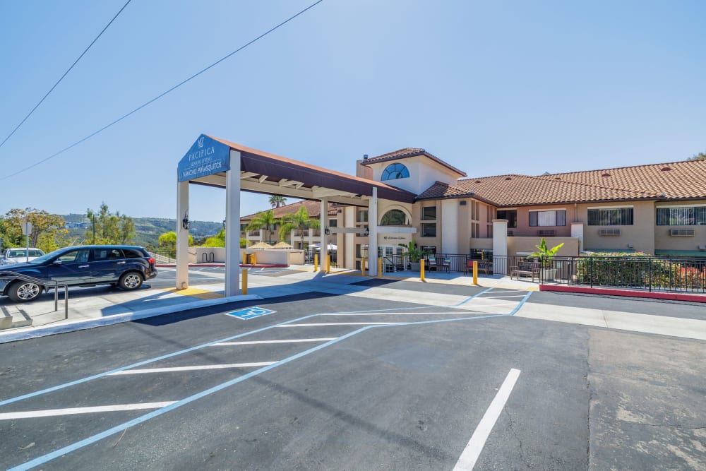 Main entrance at Pacifica Senior Living Rancho Peñasquitos in San Diego, California