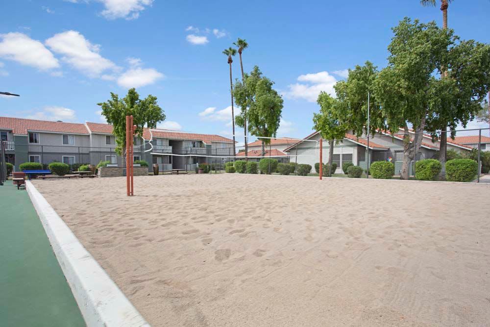 Sand volleyball court at 505 West Apartment Homes in Tempe, Arizona