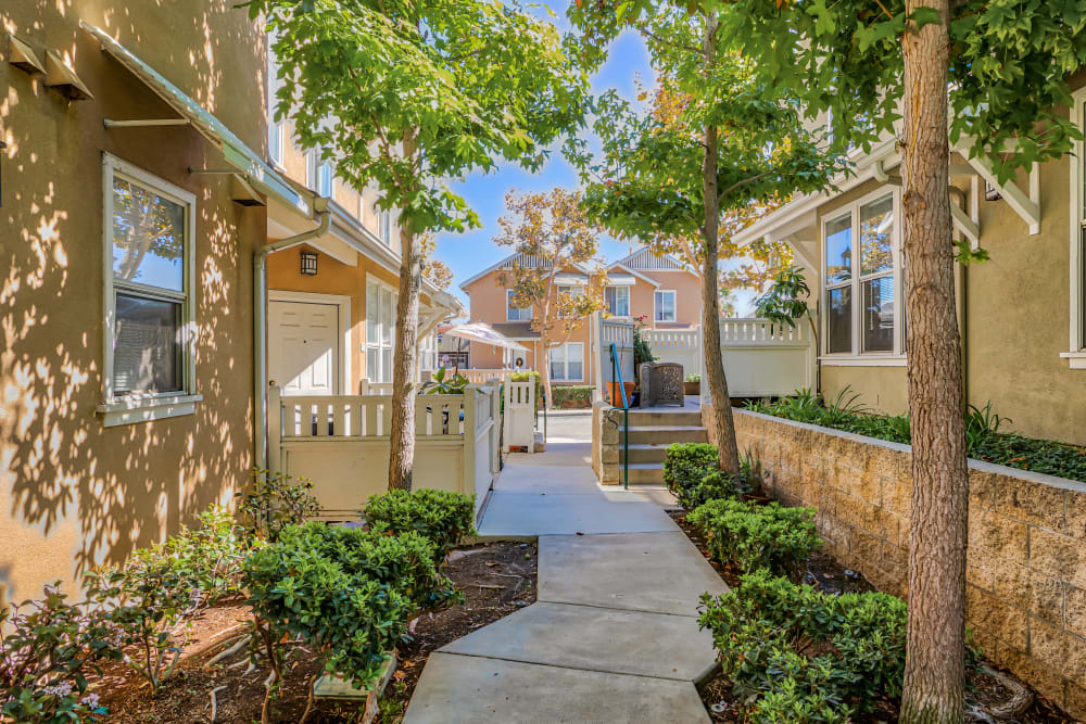 Sidewalk outside at Village Heights in Newport Beach, California