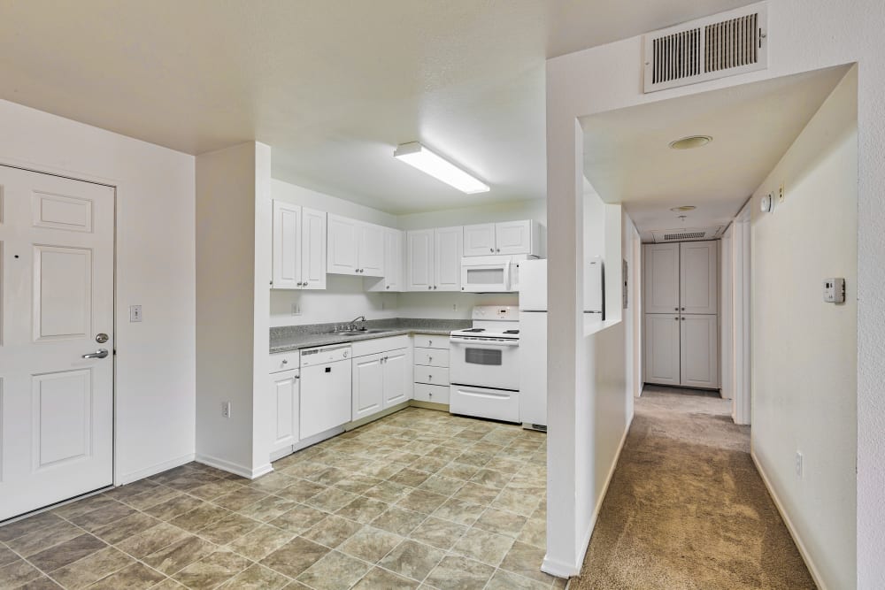 Apartment kitchen at Grandon Village in San Marcos, California