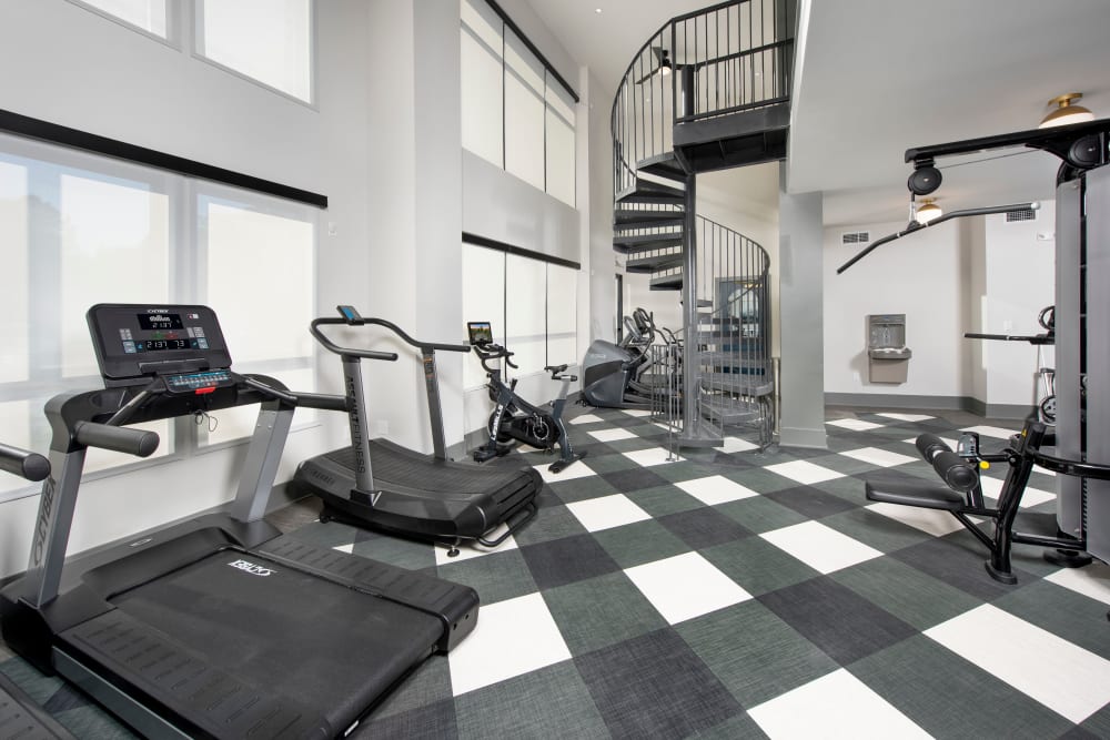 Spacious fitness center at The Brunswick in Norcross, Georgia