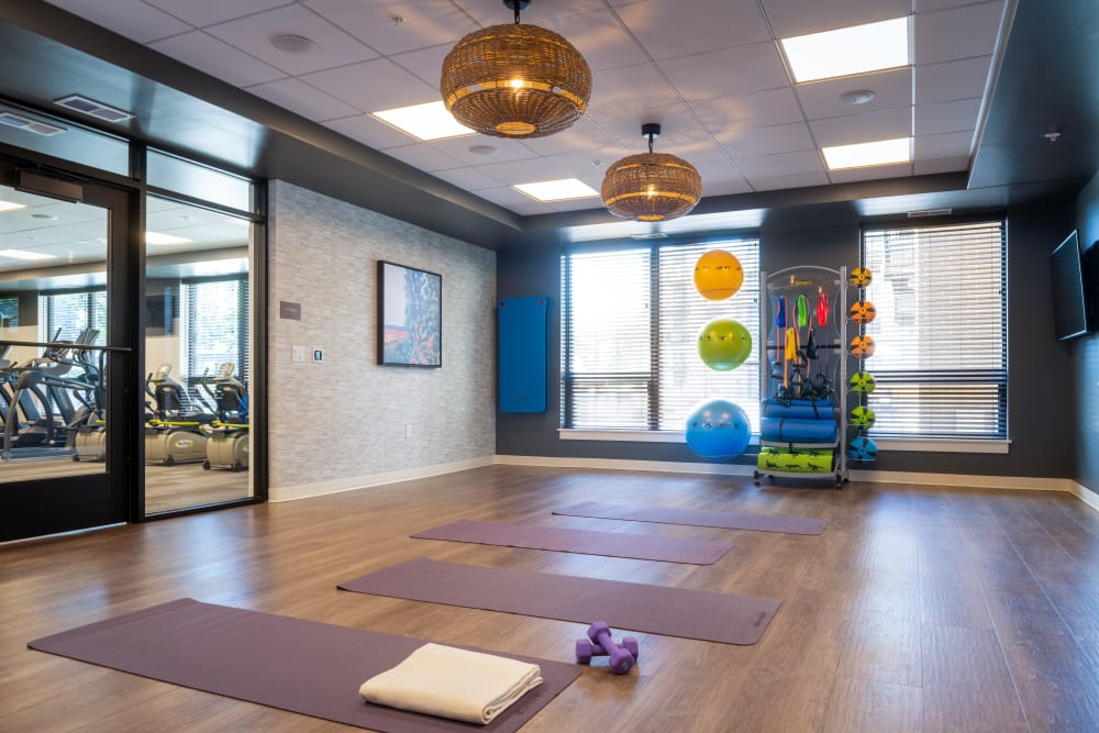 Yoga room at Amira Bloomington in Bloomington, Minnesota 