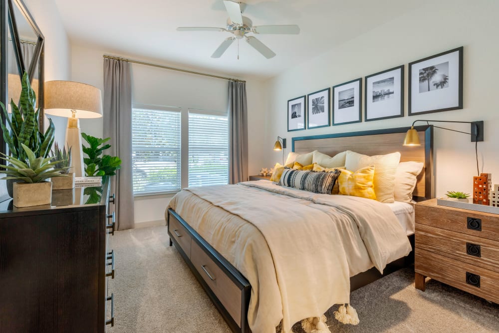Light and bright bedroom at Regatta at Universal Apartments in Orlando, Florida