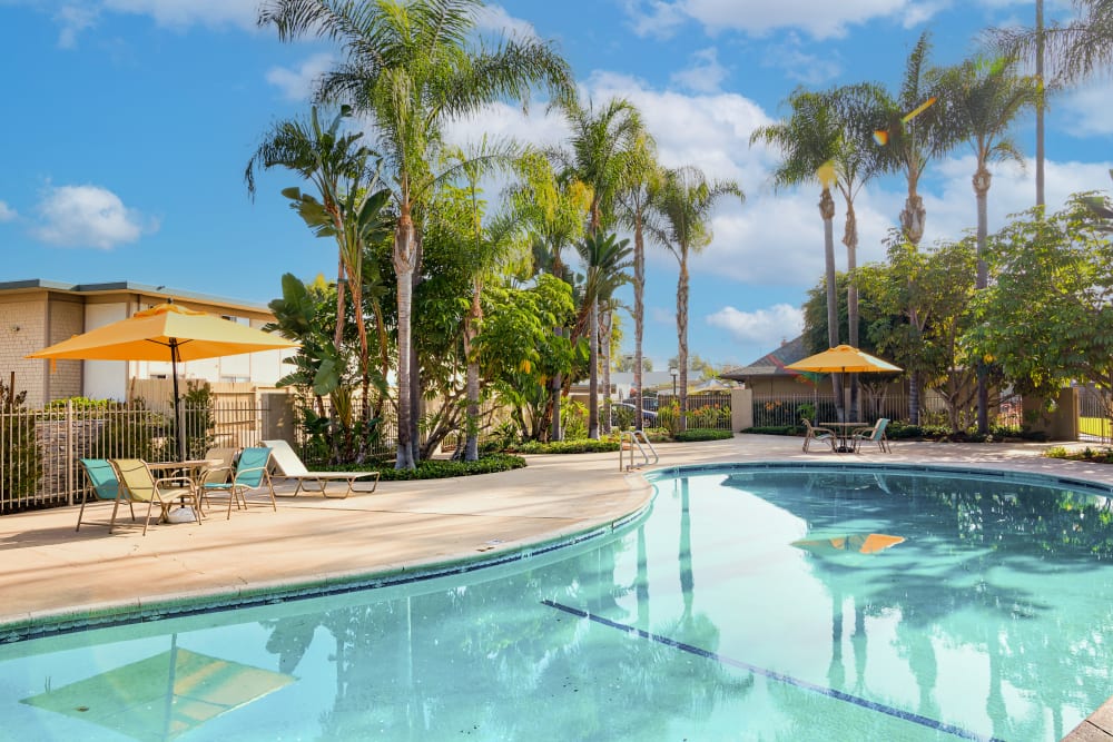 Reflective pool outside of Mango Tree in Santa Ana, California