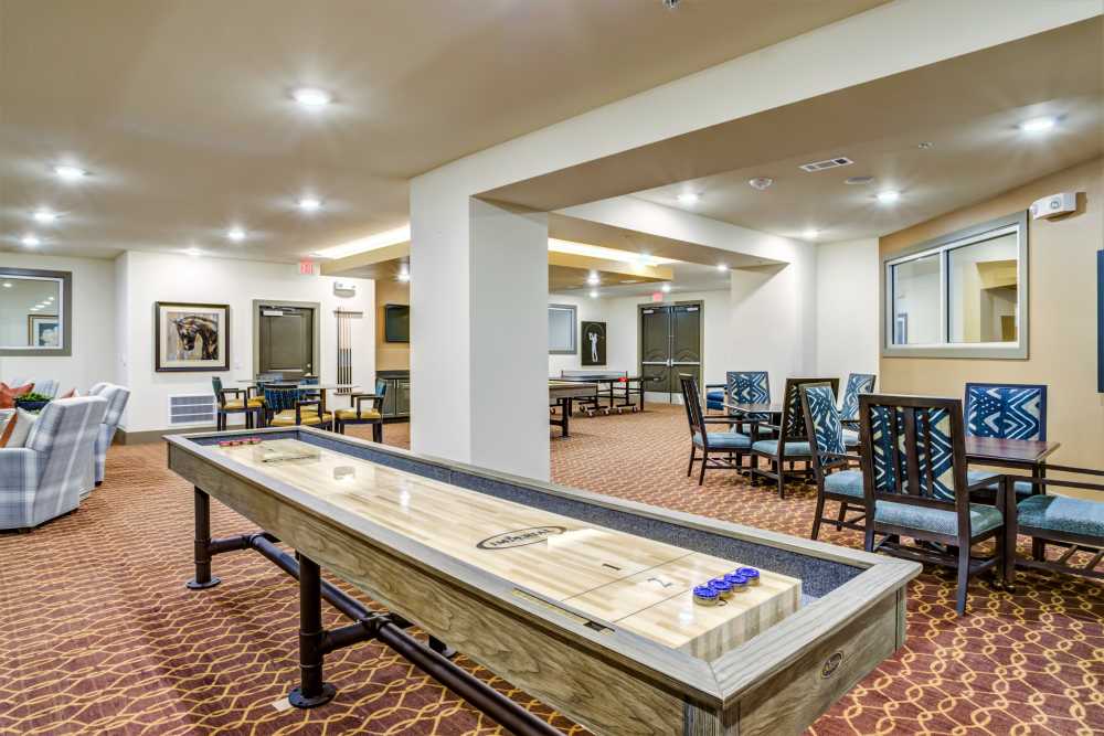 Community gaming room at Watermere at Round Rock in Round Rock, Texas