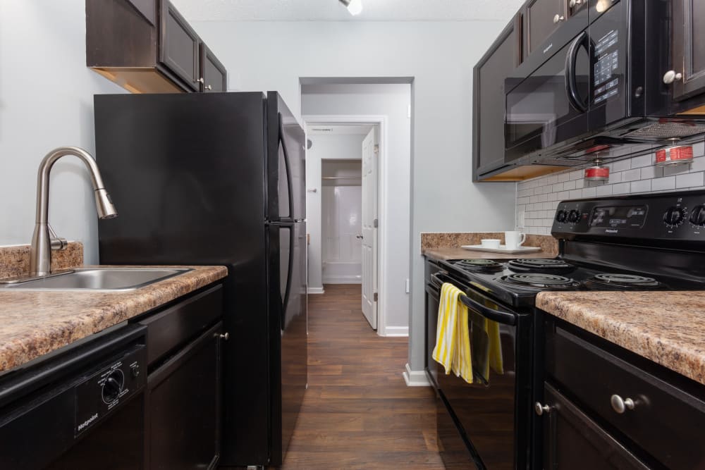 Kitchen with modern details at Northshore Flats Apartments in Chattanooga, Tennessee
