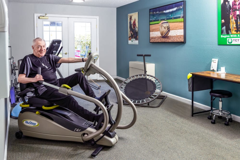 Fitness Room with seating at Randall Residence of Newark in Newark, Ohio