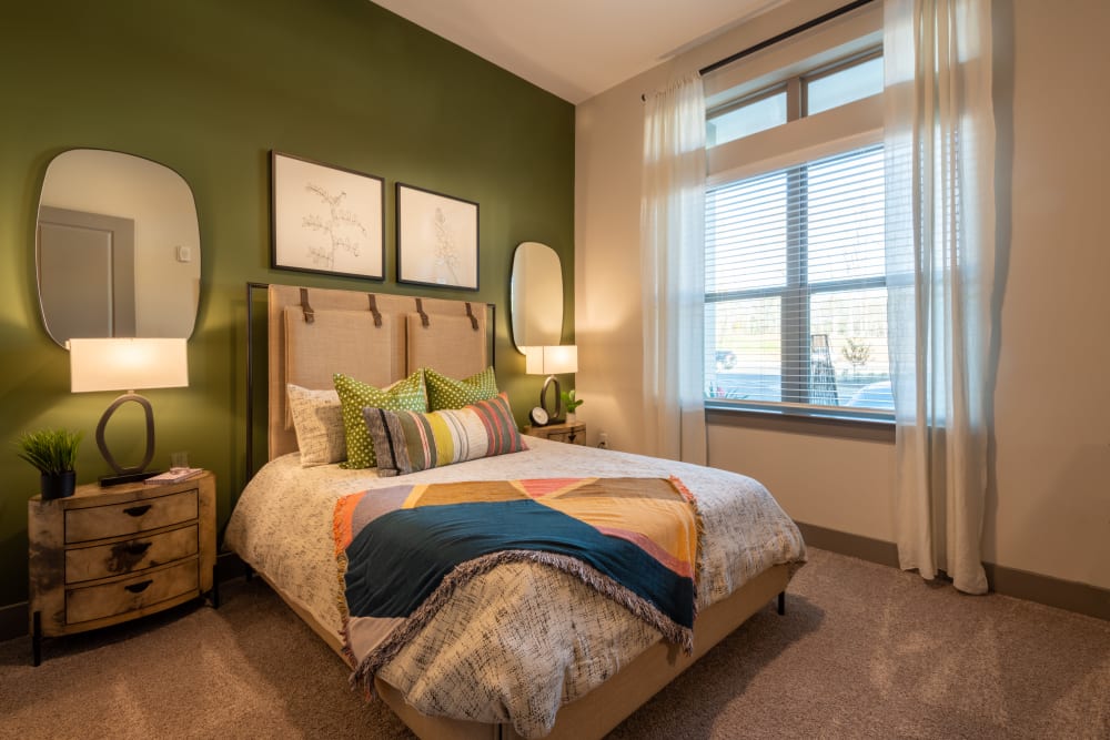Large, well lit model bedroom at The Reserve at Patterson Place in Durham, North Carolina