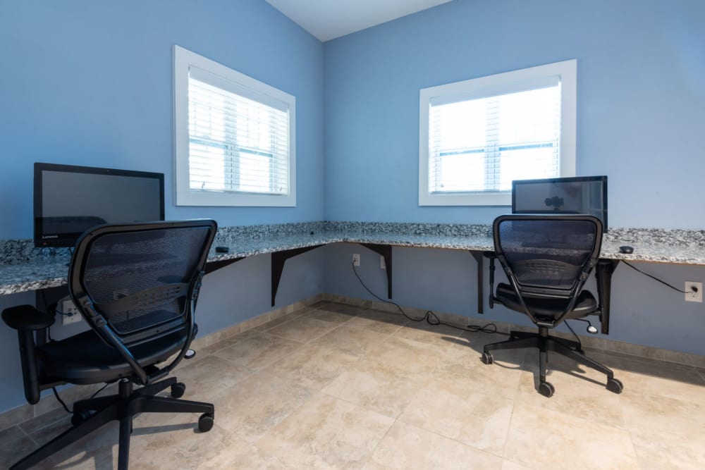 Office area where residents can work in at The Reserve at White Oak in Garner, North Carolina