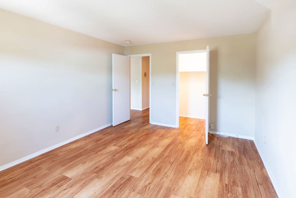 Bedroom with hardwood flooring at Eagle Rock Apartments at Framingham in Framingham, Massachusetts