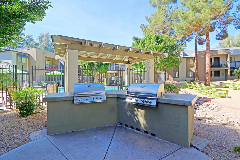 Outdoor grill station at Connect on Union in Phoenix, Arizona