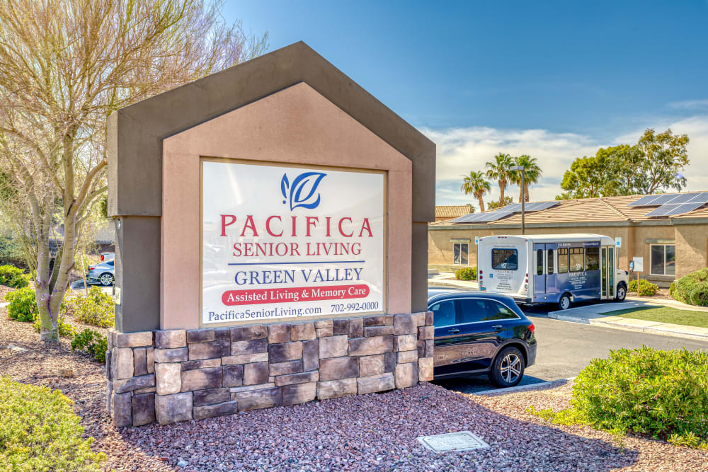 Welcome Signage at Pacifica Senior Living Green Valley in Henderson, Nevada