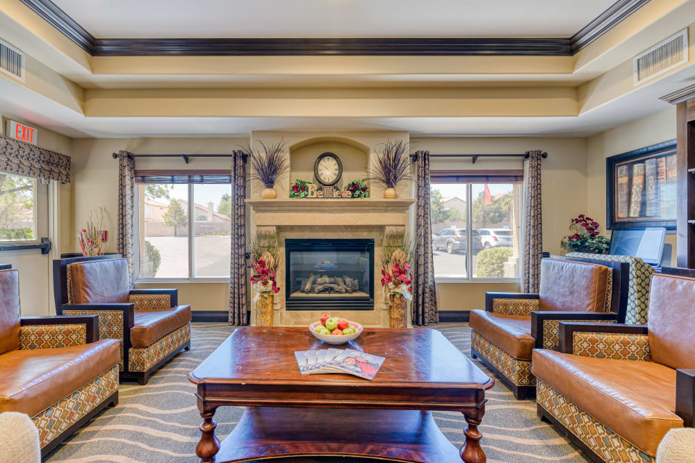 Fireplace at Senior Living Community in Henderson, Nevada