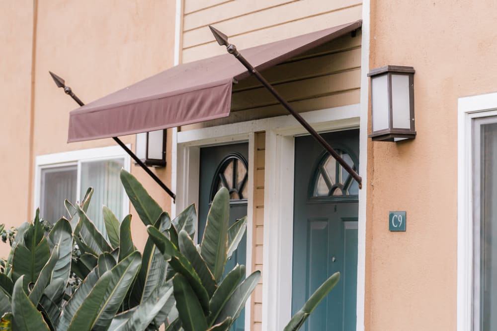 Entrance to apartments at Olive Tree in Costa Mesa, California