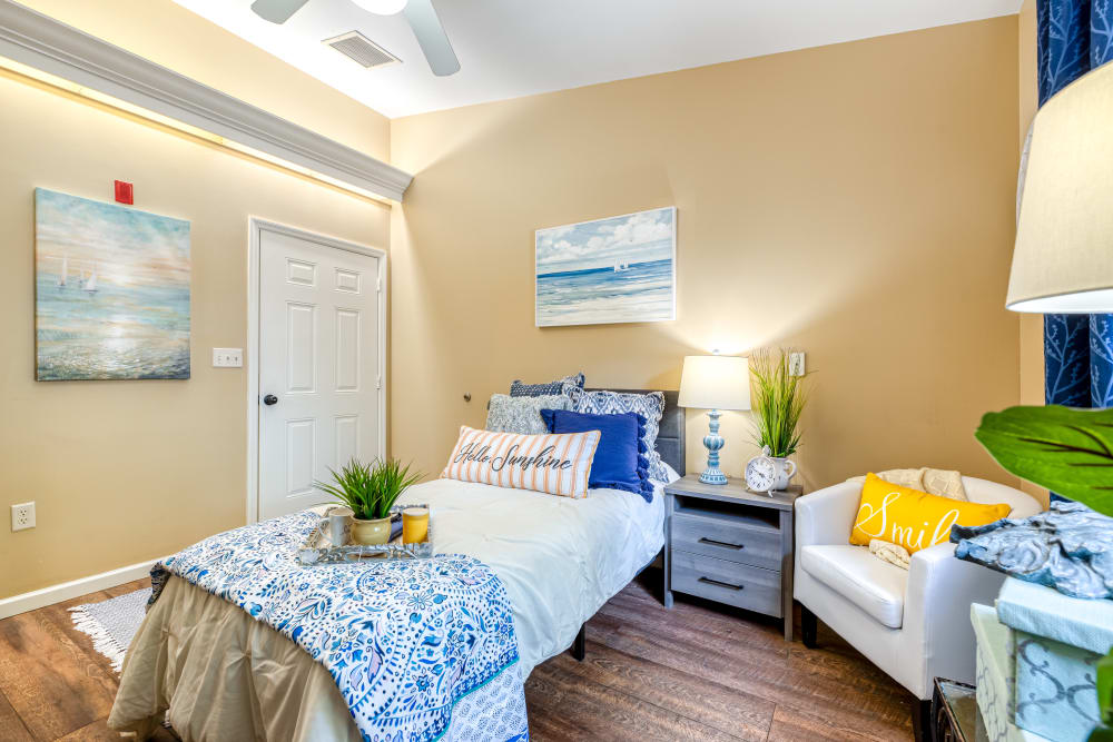 Bedroom at Pacifica Senior Living Palm Beach in Greenacres, Florida