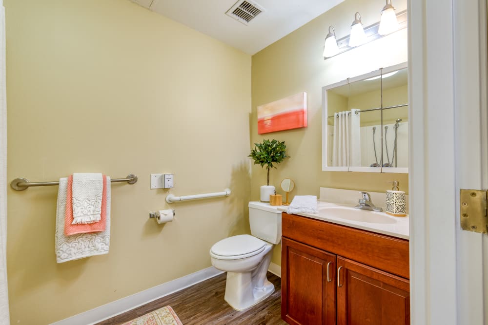 Bathroom at Pacifica Senior Living Palm Springs in Palm Springs, California