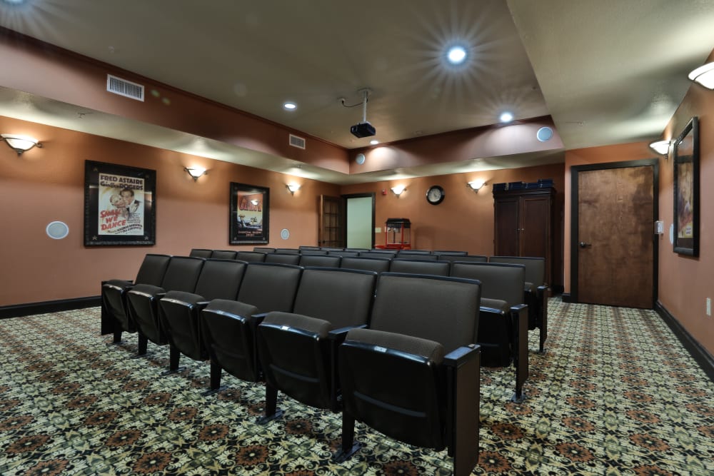 Theater room at Mariposa at Hunter Road in San Marcos, Texas