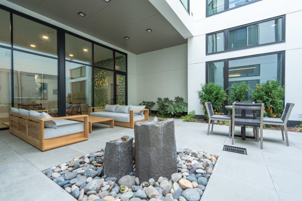 Relax or meditate in the Zen Garden at Division 30 in Portland, Oregon