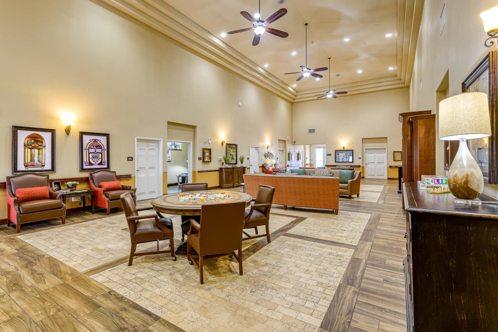 Our Senior Living Community in Las Vegas, Nevada offer a spacious Reception with comfortable couches 