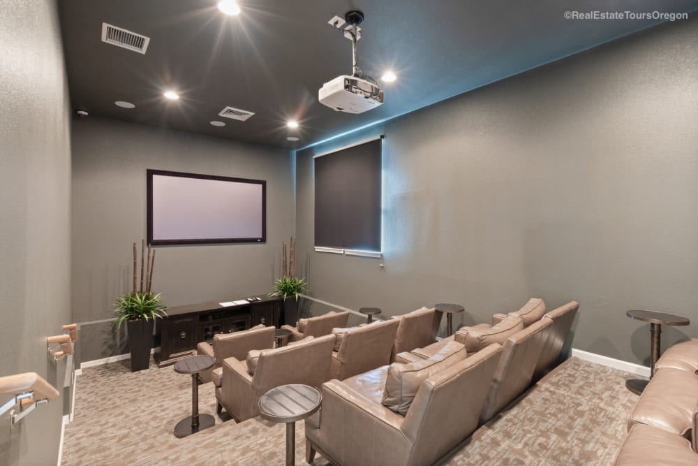 movie theater room at Columbia View in Vancouver, Washington