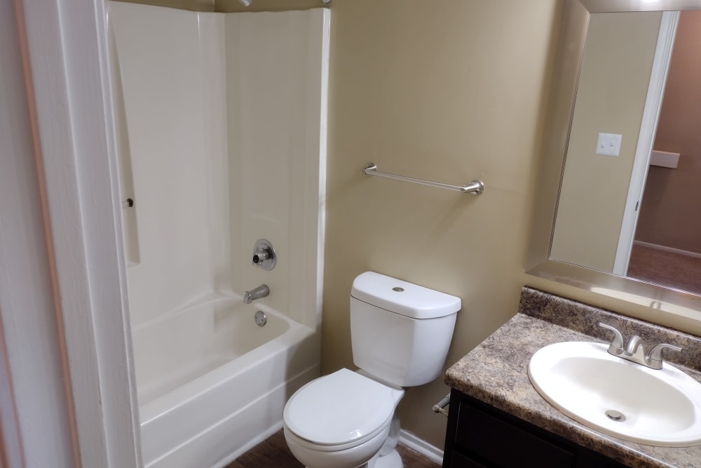 Bathroom with ample space at Madison Pines Apartment Homes in Madison, Alabama