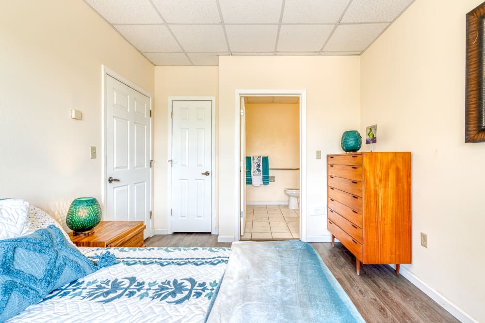 Resident bedroom  at Pacifica Senior Living Santa Fe in Santa Fe, New Mexico