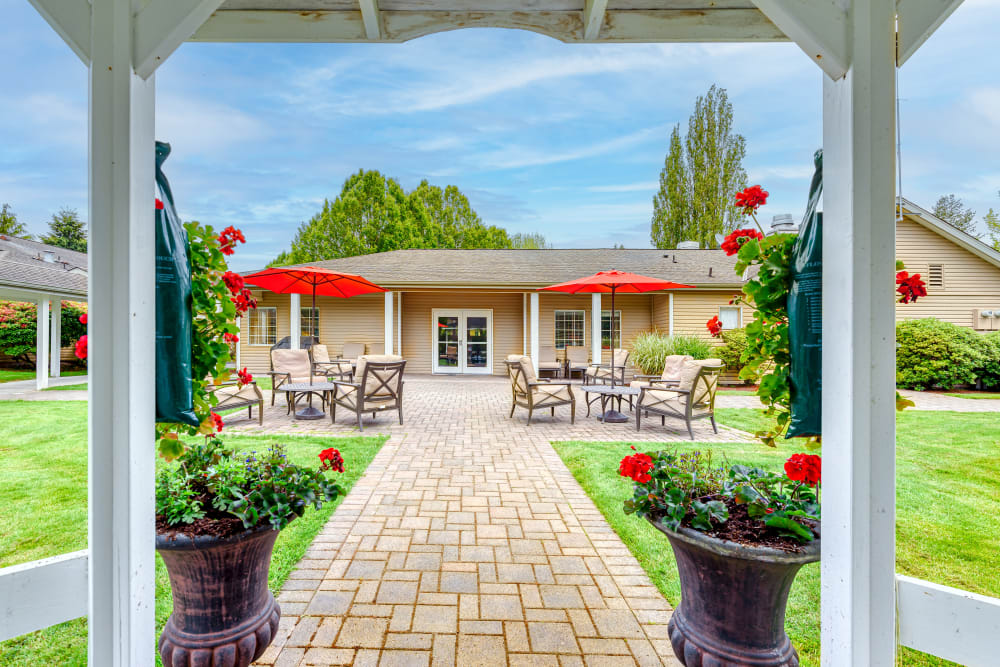 Patio at our Senior Living Community in Snohomish, Washington