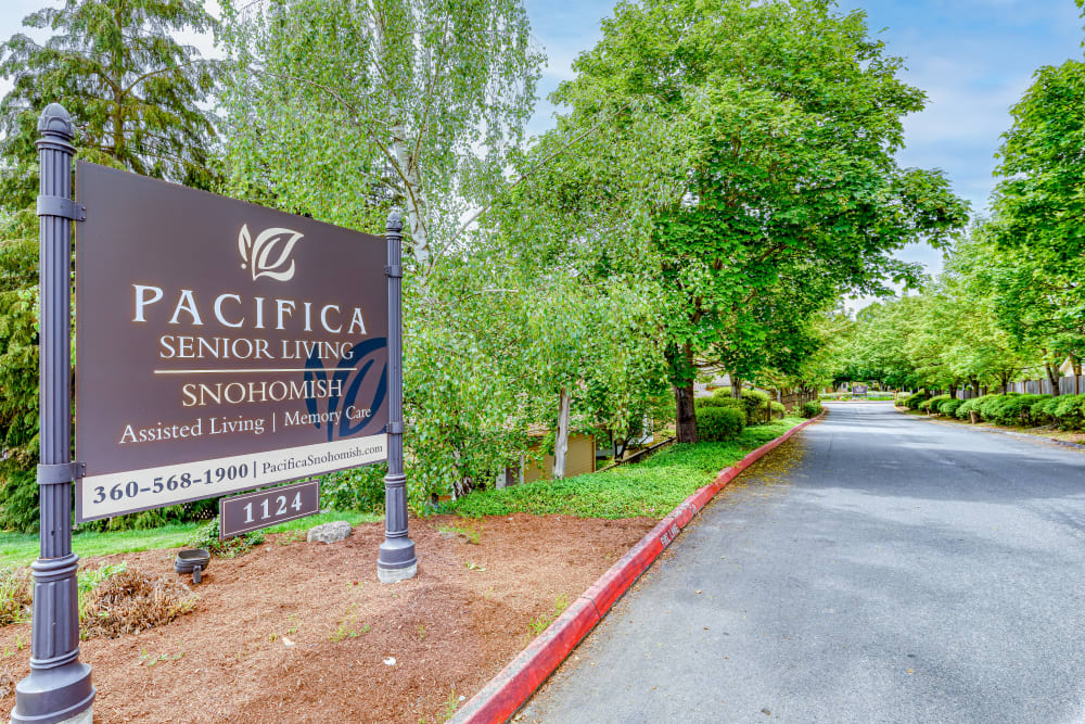 Welcome Sign at Senior Living Community in Snohomish, Washington