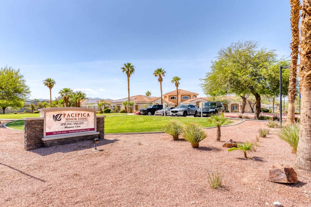 Welcome Sign at Pacifica Senior Living Spring Valley in Las Vegas, Nevada