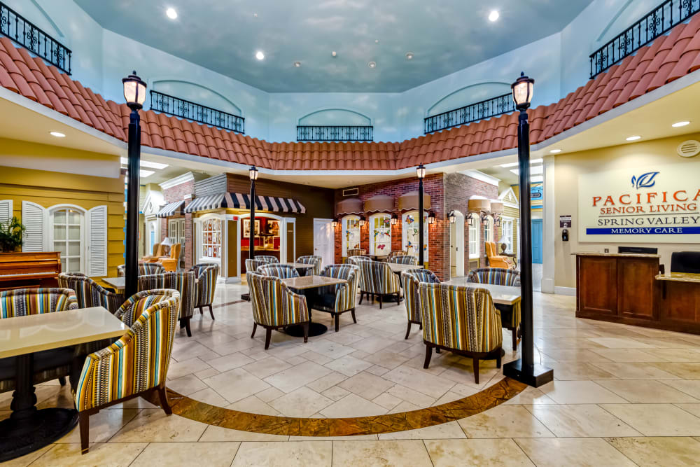 Meeting area near reception at Pacifica Senior Living Spring Valley in Las Vegas, Nevada