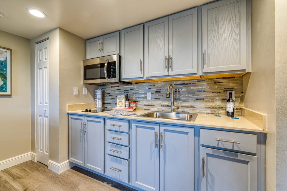 Resident's small kitchen at Senior Living Community in Sunrise, Florida