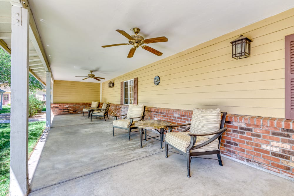 Outdoor sitting area at Senior Living Community in Tucson, Arizona
