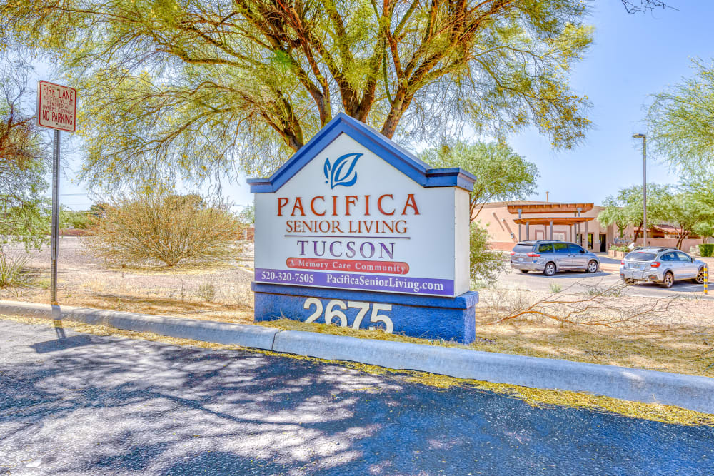 Welcome Sign at Pacifica Senior Living Tucson in Tucson, Arizona