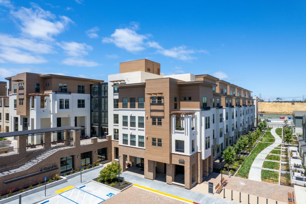 Arial view of building at Anson in Burlingame, California