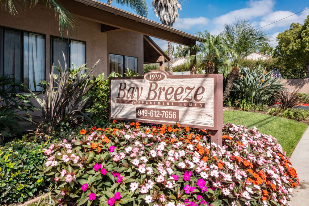 Signage outside of Bay Breeze in Costa Mesa, California