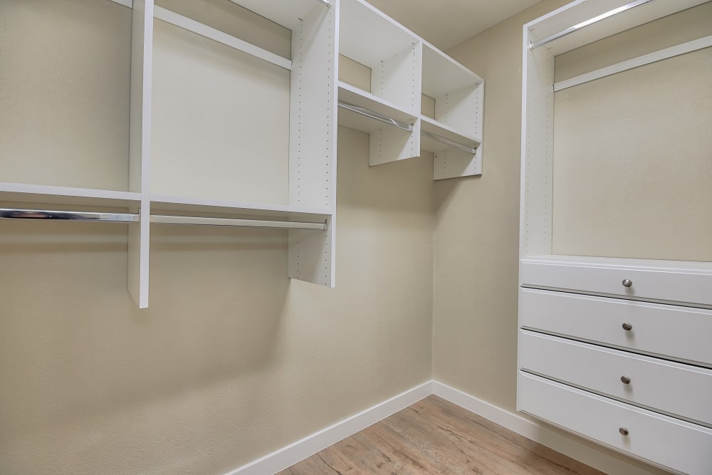 walk-in closet at Bay Breeze in Costa Mesa, California