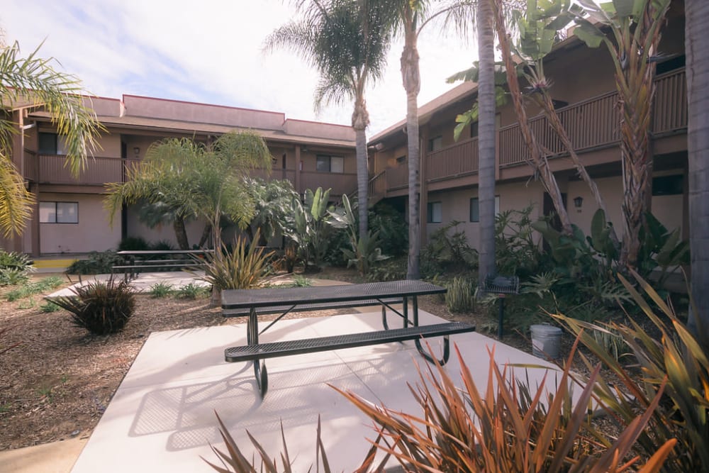 patio seating at Bay Breeze in Costa Mesa, California